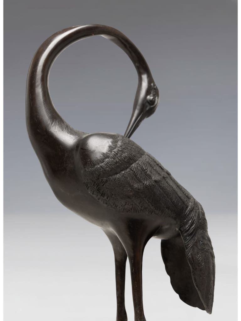 1800.0 A Pair Of Monumental Japanese Bronze Cranes, Meiji Period (1868–1912) photo