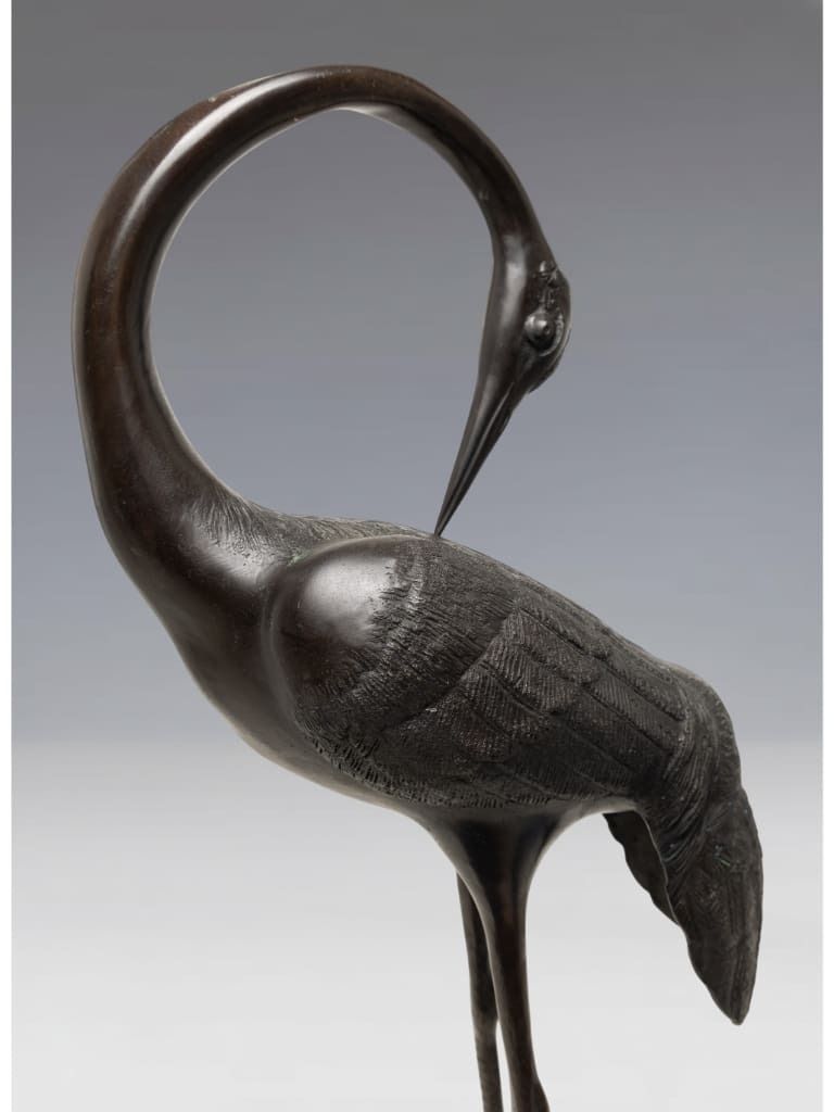 photo buy A Pair Of Monumental Japanese Bronze Cranes, Meiji Period (1868–1912)