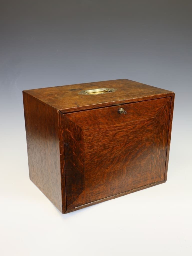 Houghton & Sons Oak Campaign Stationery & Dispatch Chest photo furniture