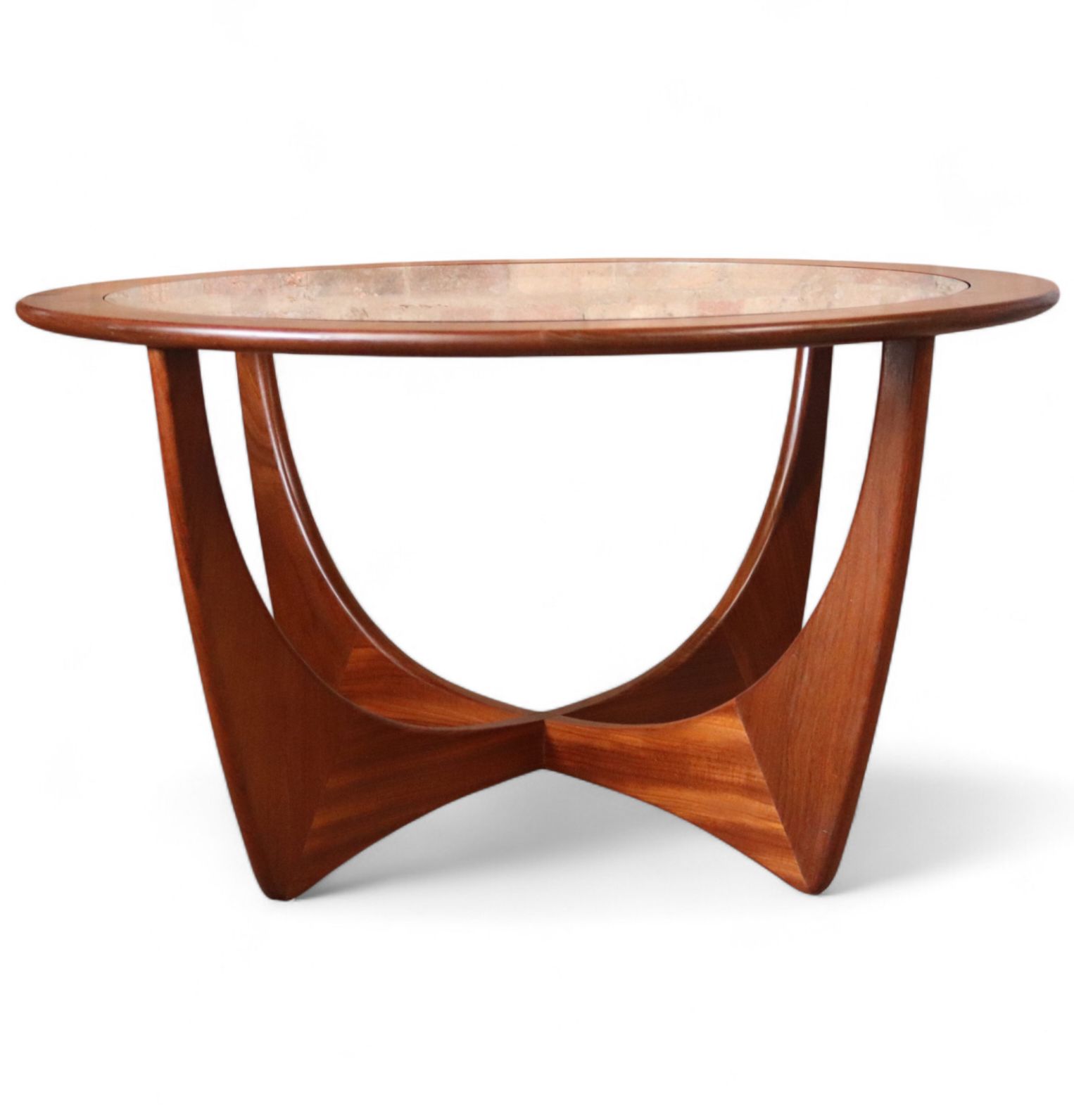 Mid Century G Plan Astro Round Teak Glass Top Coffee Table V.Wilkins Vintage photo vinterior