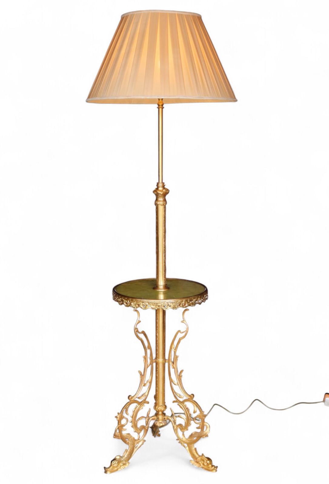 Vintage Brass Telescopic Standard Lamp Onyx Table Regency Style Floor Lamp