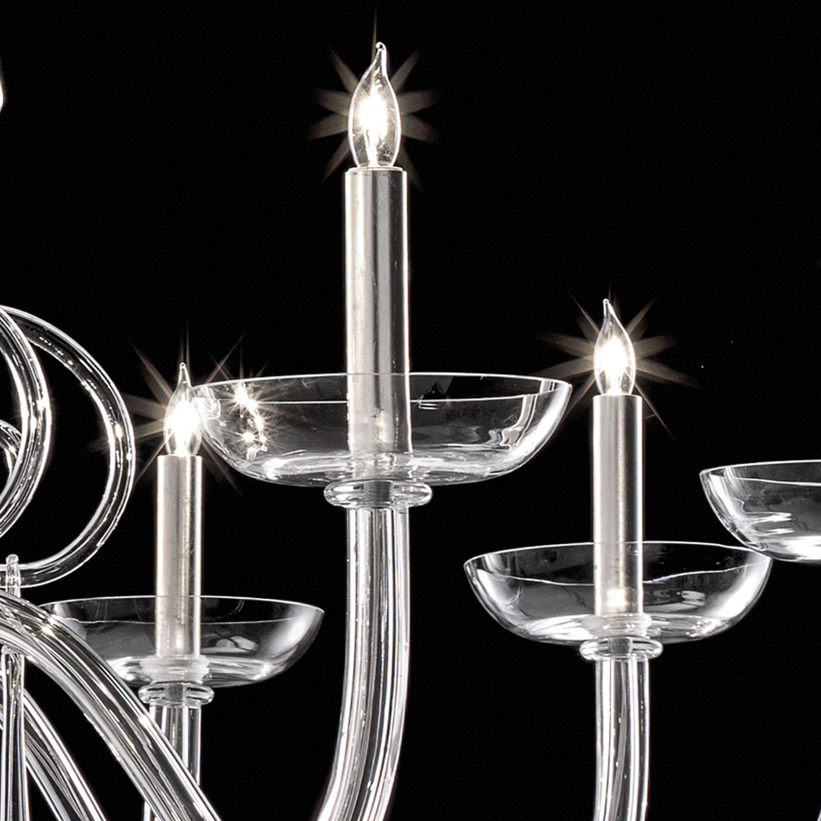 Huge Venetian Elegant Transparent “Curls” Murano Glass Chandelier photo furniture