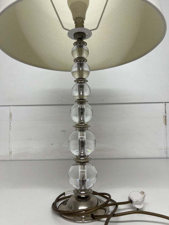 A Pair Of Porta Romana Graduated Glass Ball Lamps With Cream Shade. photo furniture