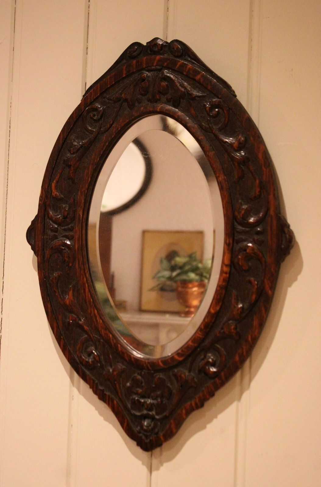 Small Carved Oak Wall Mirror, 1800s photo 175.0