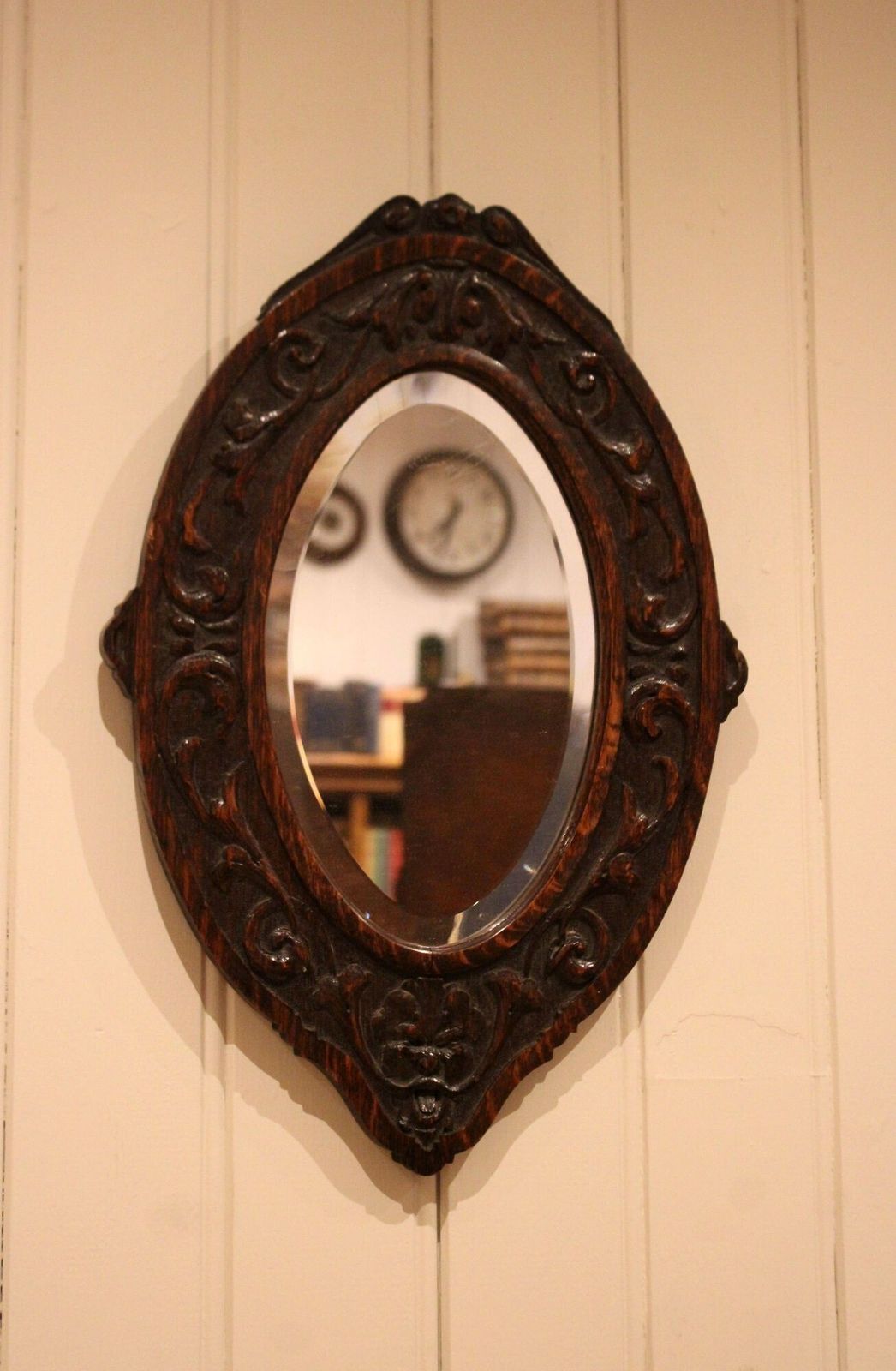 photo furniture Small Carved Oak Wall Mirror, 1800s