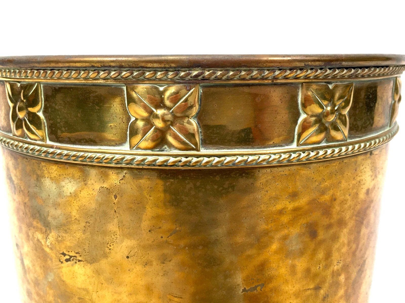 Antique Metal Brass Planter / Indoor Plant Pot / Art Nouveau Cache Pot C.1900 photo Garden Decor