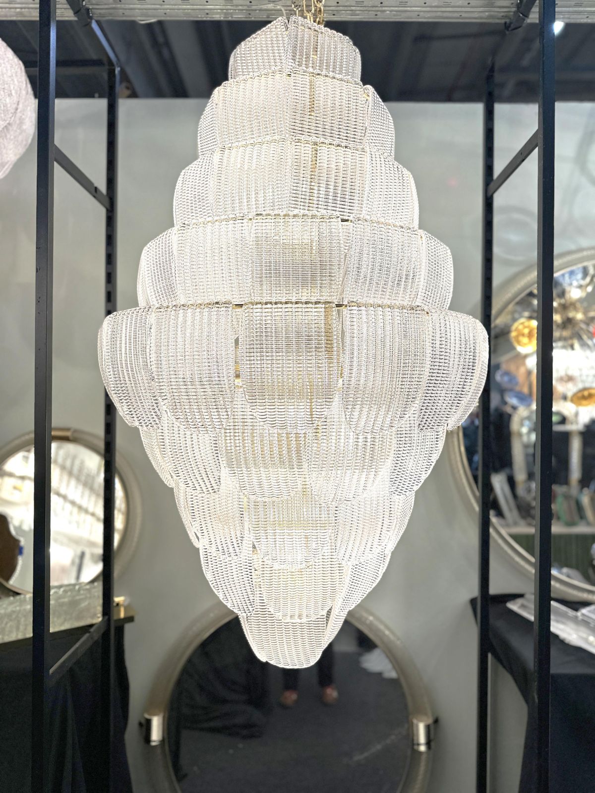 Contemporary Imperial Diamanted Trasparent “Petals” Murano Glass Chandelier By Simoeng photo furniture