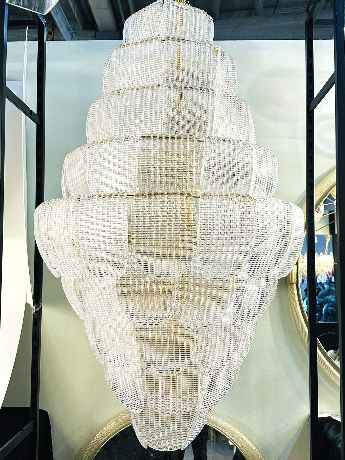 Contemporary Imperial Diamanted Trasparent “Petals” Murano Glass Chandelier By Simoeng photo buy