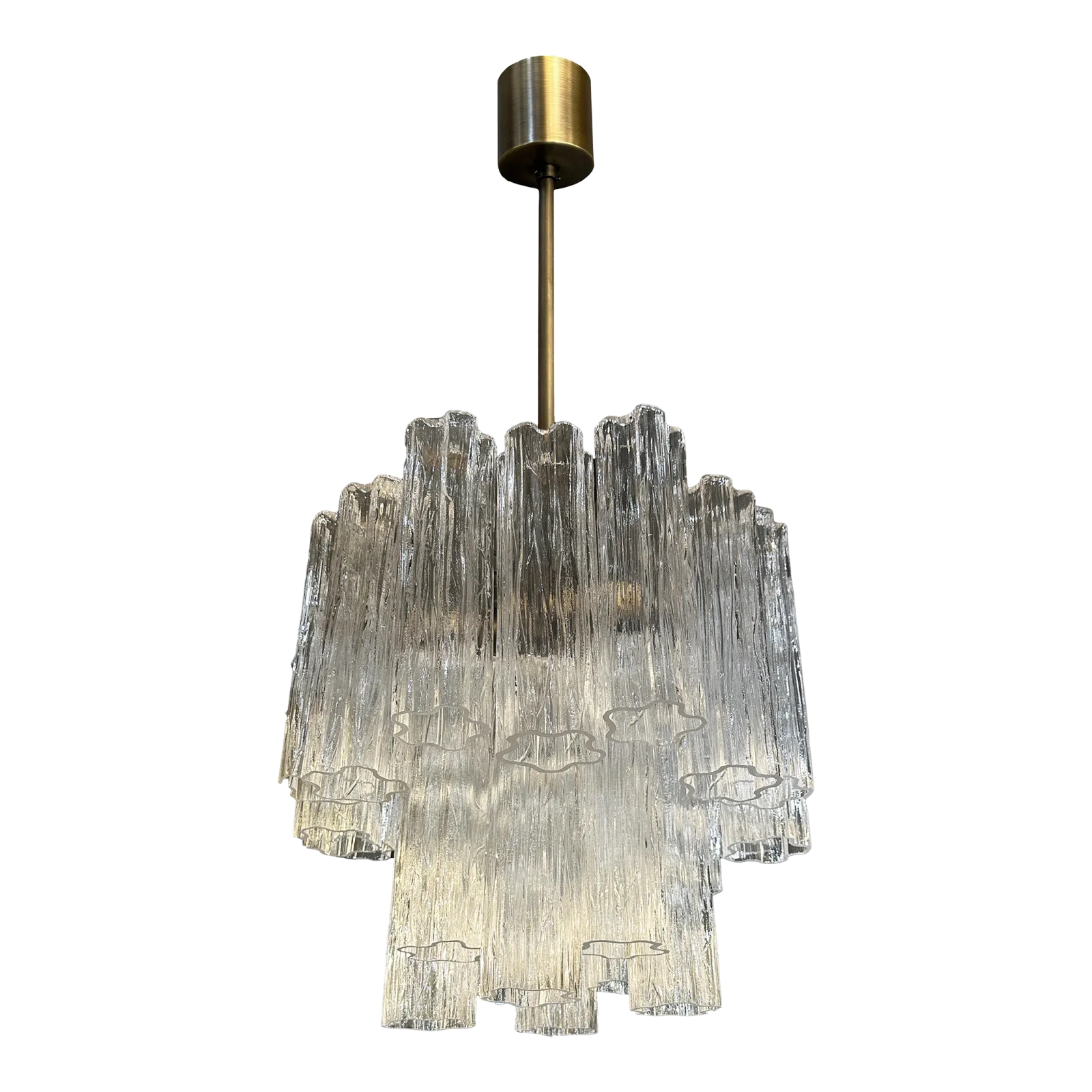 Contemporary Murano Glass “Tronchi” Chandelier Burnished Metal Frame By Simoeng