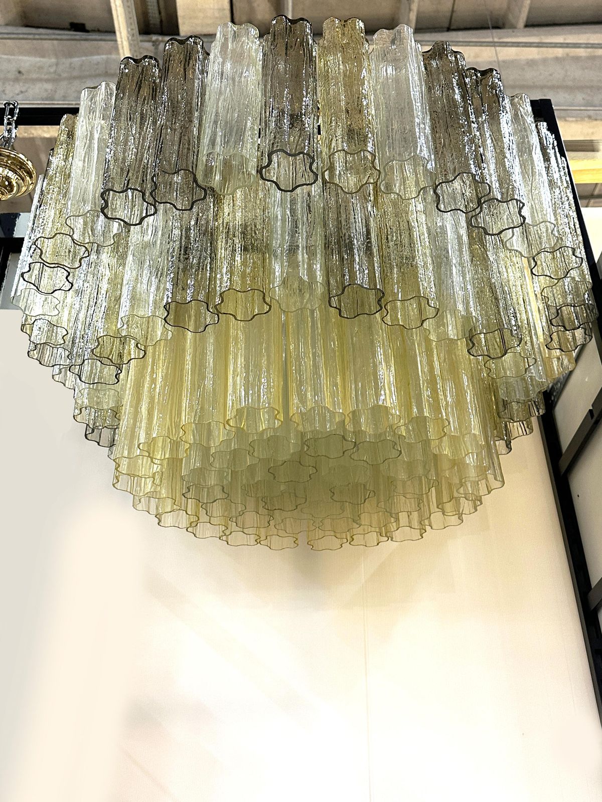 Mid Century Modern Italian Amber And Fumè "Tronchi" Murano Glass Chandelier By Simoeng photo buy