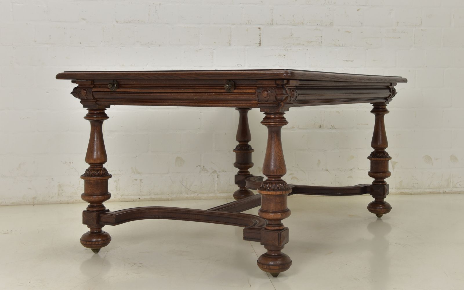 photo furniture Antique! Restored Solid Oak Dining Table, 148 X 105 Cm, Gründerzeit/Historicism Style