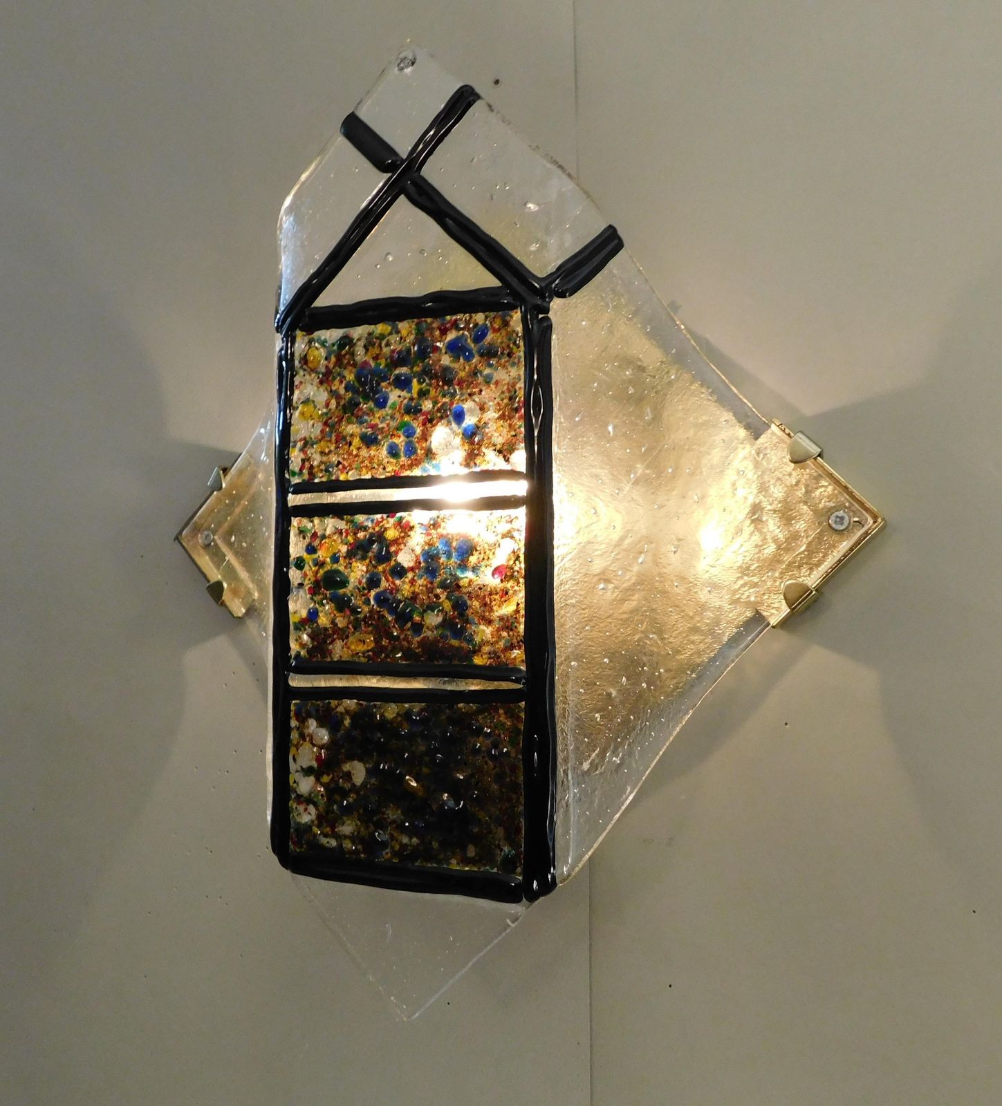 photo for sale Pair Of "Rombo" Brutalist Murano Sconces