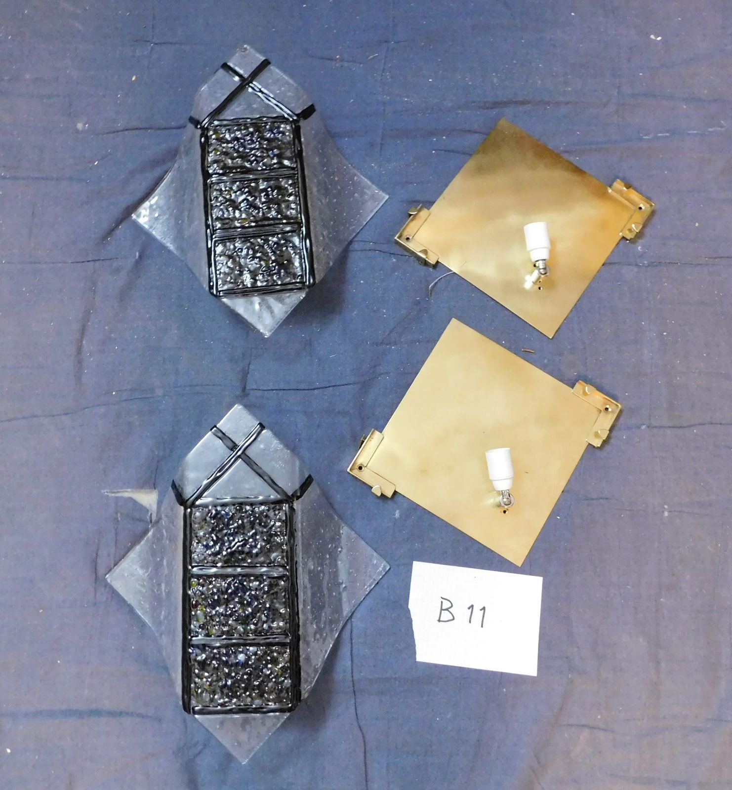 Lighting Pair Of "Rombo" Brutalist Murano Sconces photo