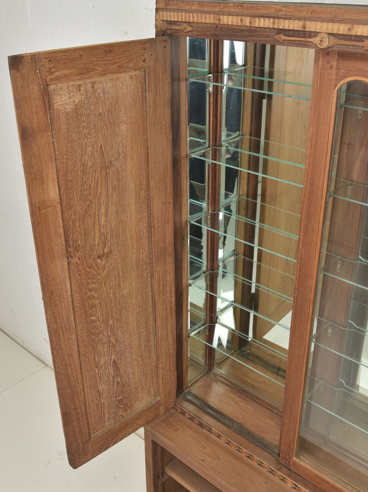 Antique! Narrow Art Deco Cabinet, Restored, Display Case, Collector's Cabinet, 2 Of 2 photo Furniture