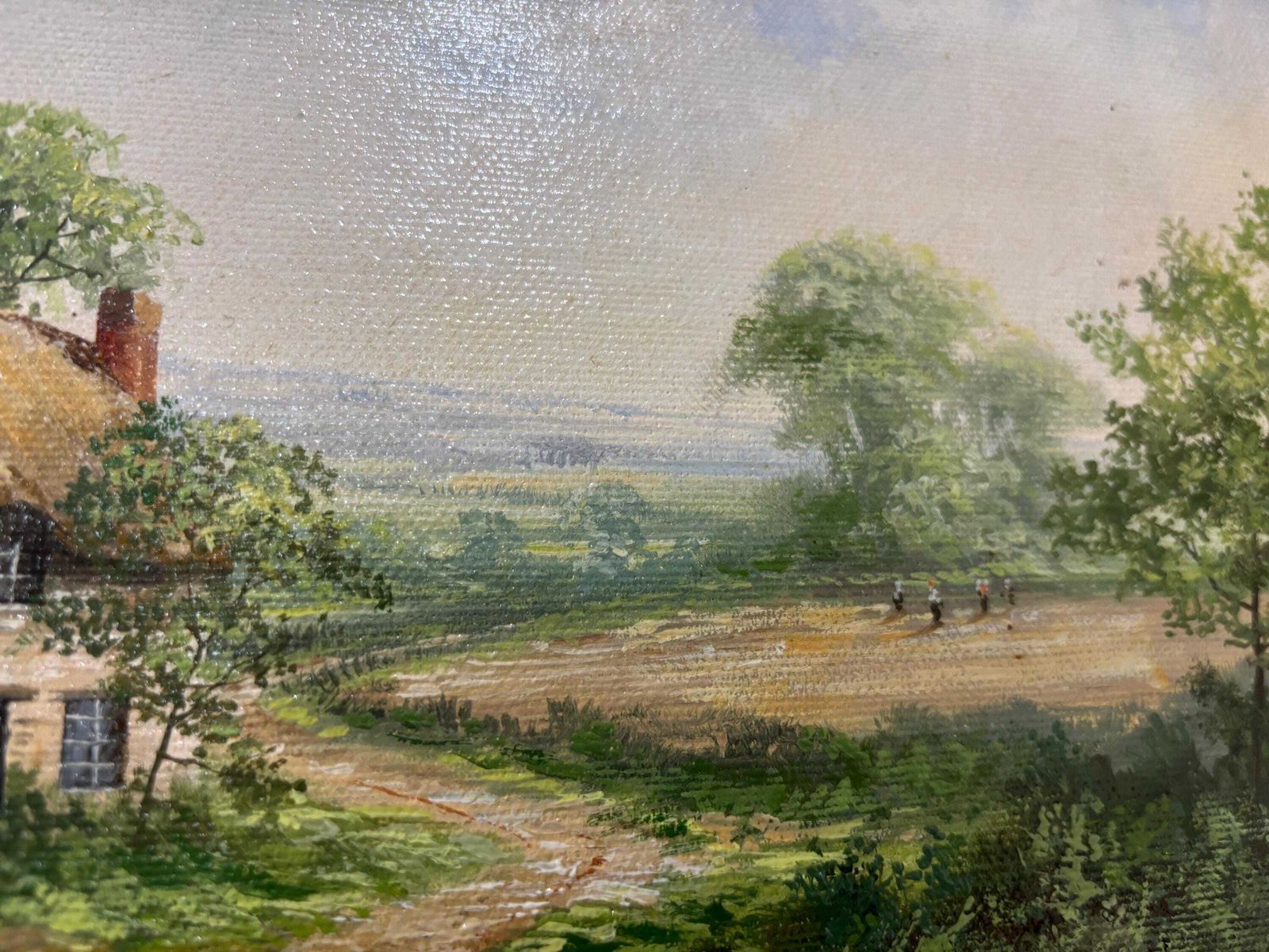 Chris D Howells Original Oil On Canvas " Children Playing" Ornate Gilt Frame photo for sale