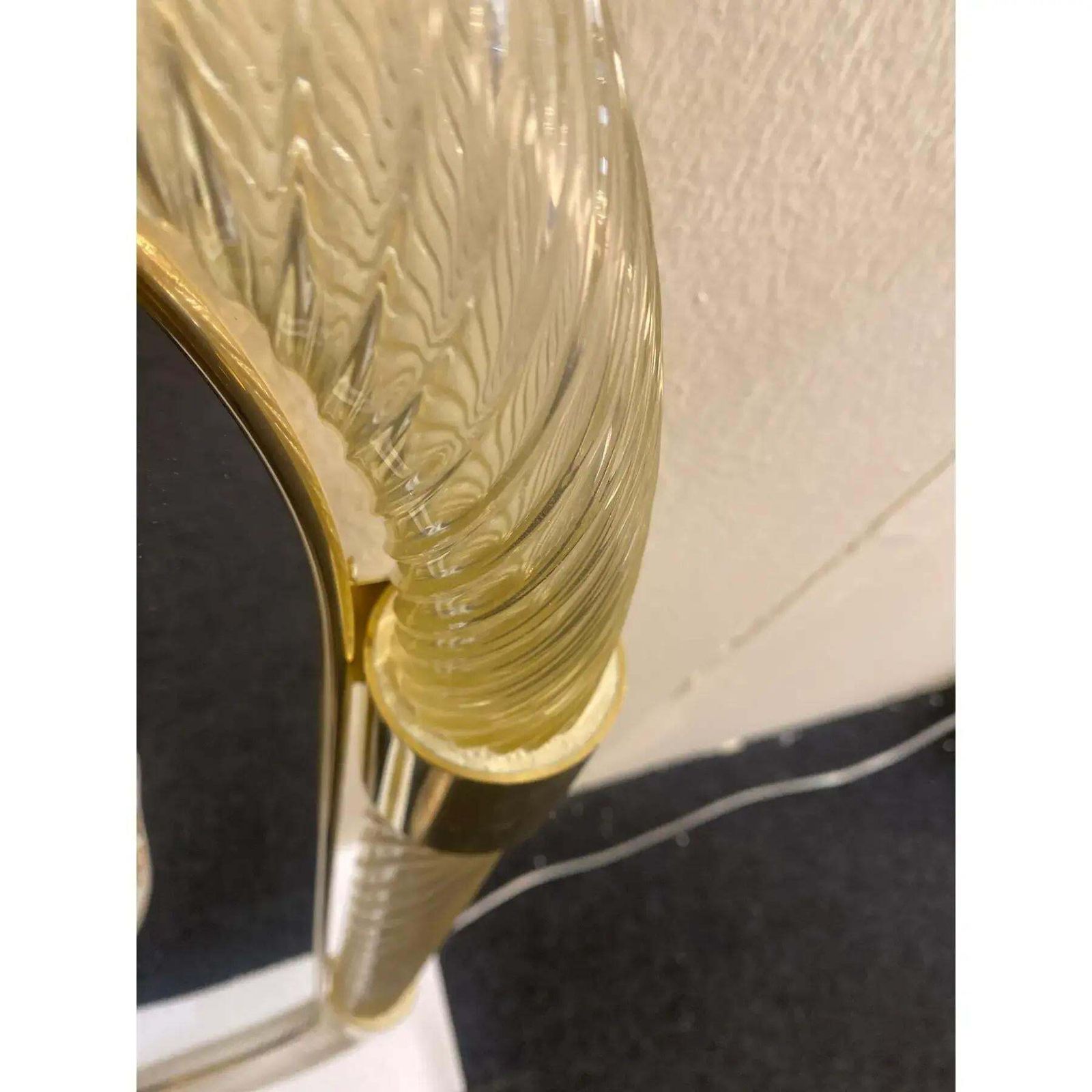 Home Decor Pair Of Gold Leaf Murano Glass Wall Mirrors, Italian “Torciglione” Design. photo