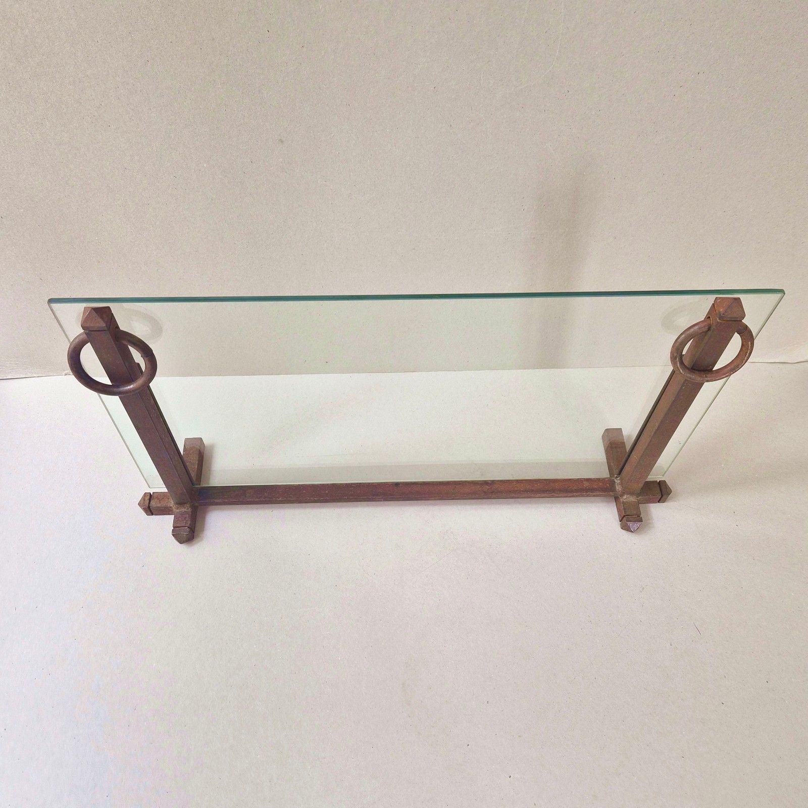 Vintage Modernist 1970 Metal & Glass Security Fireplace Firewall 70s 1970s photo for sale