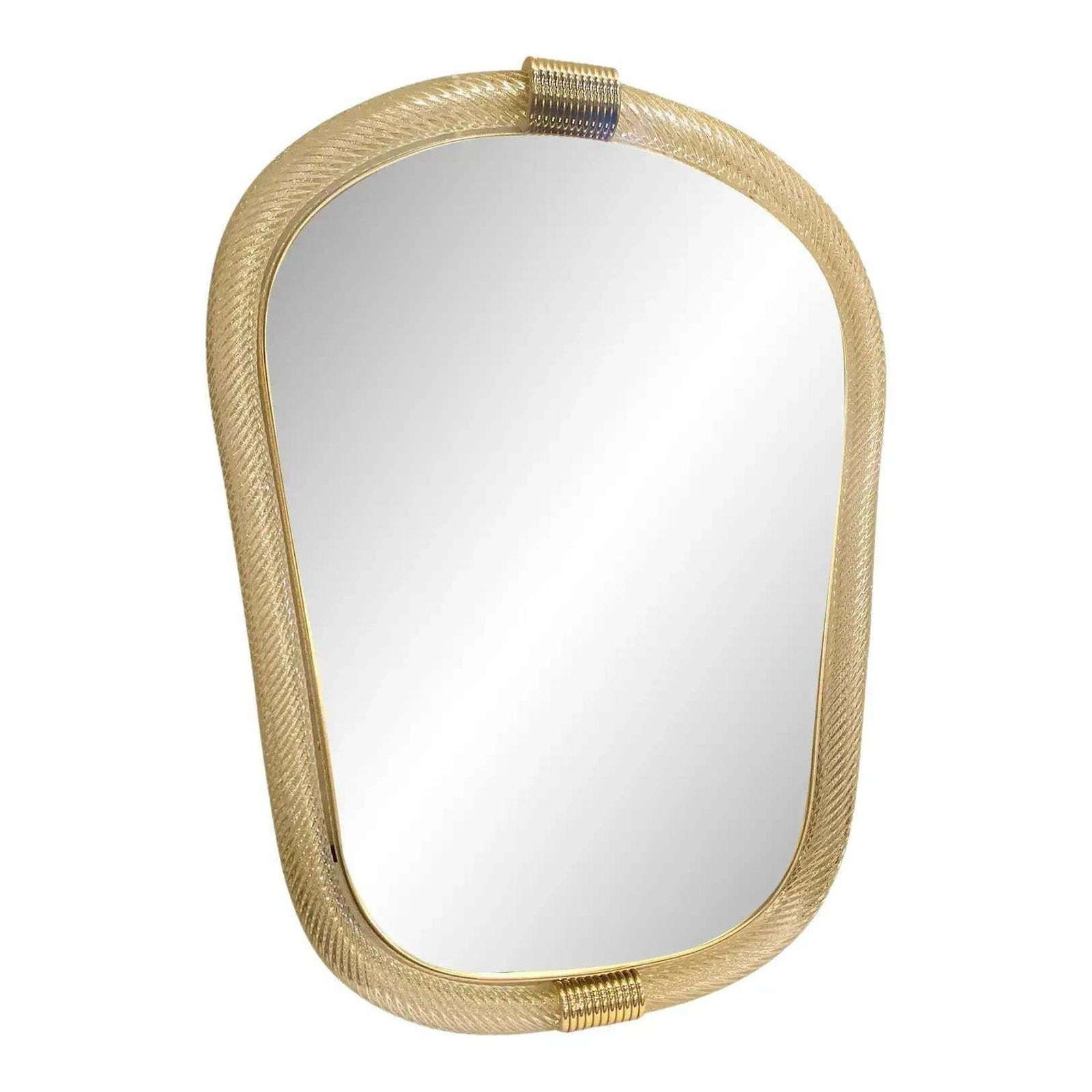 Murano Glass Wall Mirror With “Torciglione” Torchon Detailing, Barovier Inspired. photo vintage