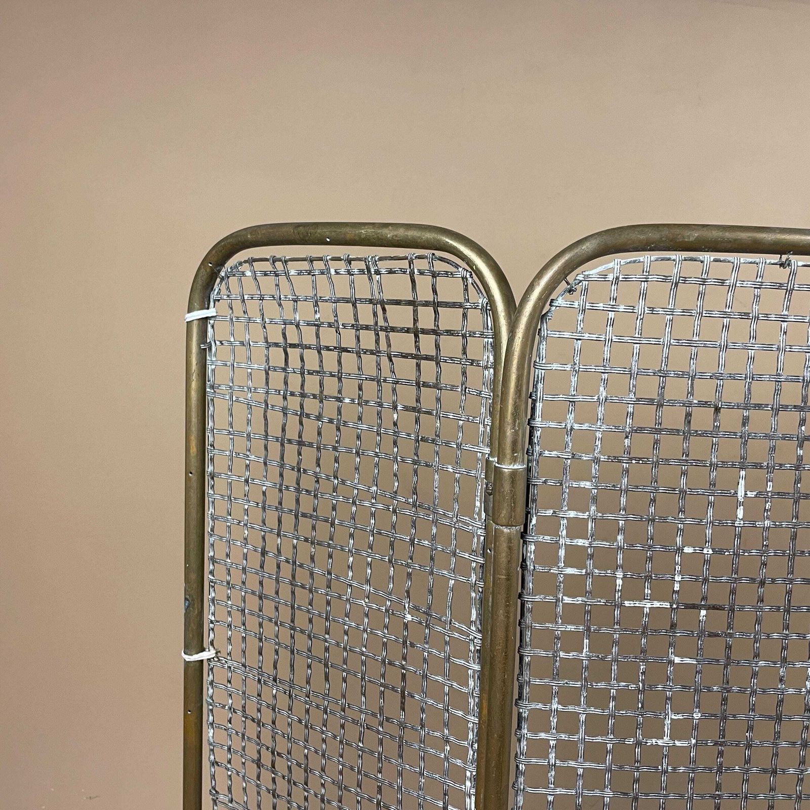 Antique Fireguard Fireplace Screen Gold Brass Metal Frame Vintage Fire Guard Fold Down Victorian Ornate Freestanding Pattern Mesh Rectangle photo buy
