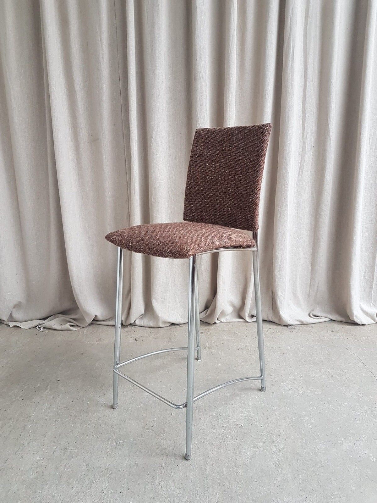 Vtg Late Mid Century Italian 90s Chrome Kitchen Bar Stool Chair Scandi R278 photo Furniture
