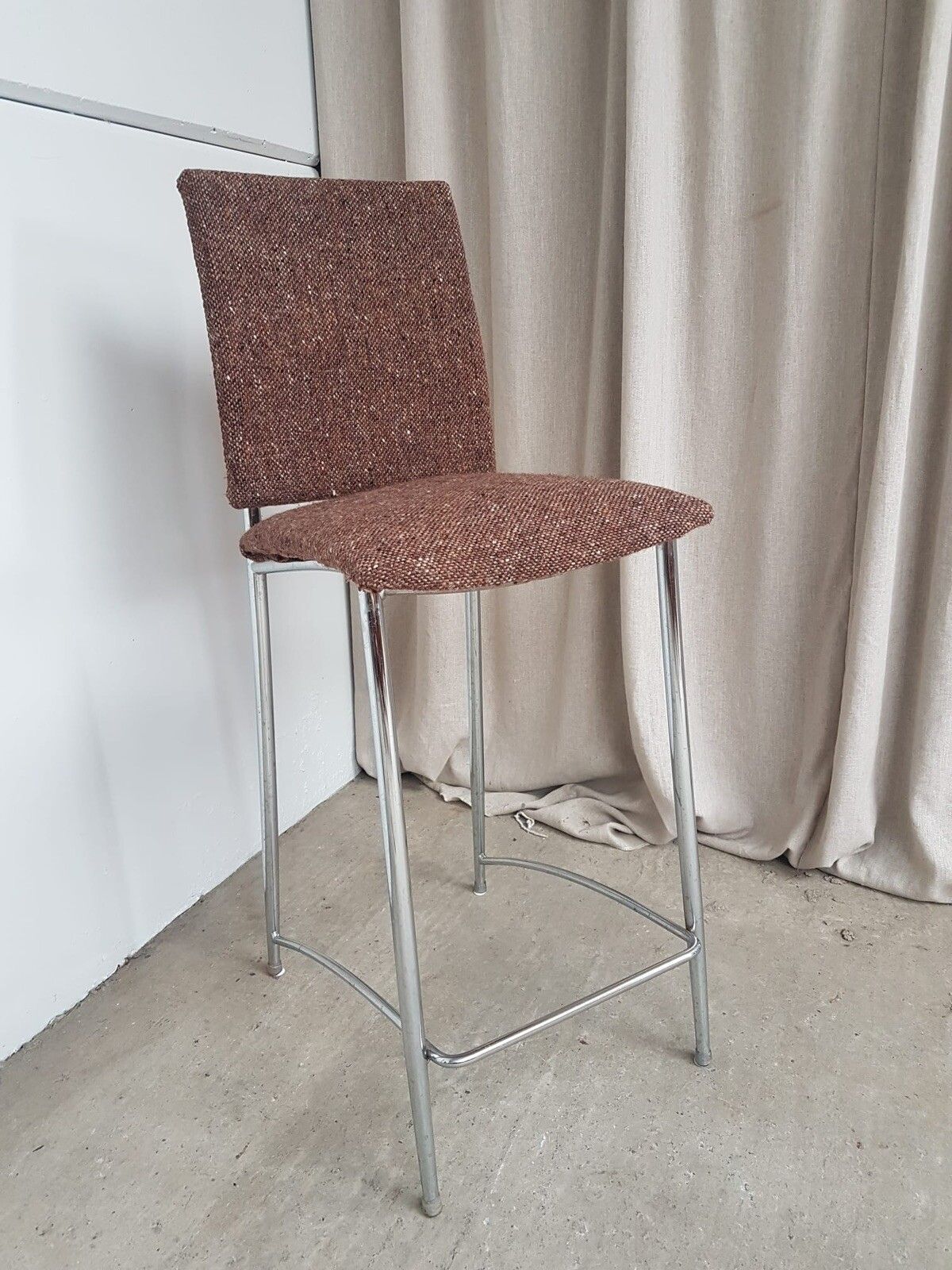 Vtg Late Mid Century Italian 90s Chrome Kitchen Bar Stool Chair Scandi R278 photo buy
