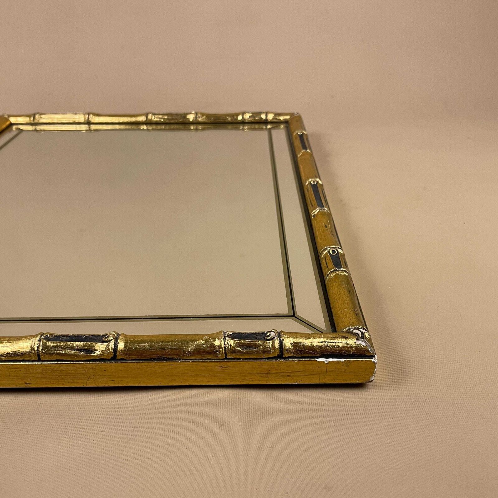 Vintage Gold Freestanding Mirror Wooden Frame Bamboo Style Ornate Gilt Frame Dressing Table Tabletop Mirror Or Wall Hanging Mirror photo furniture