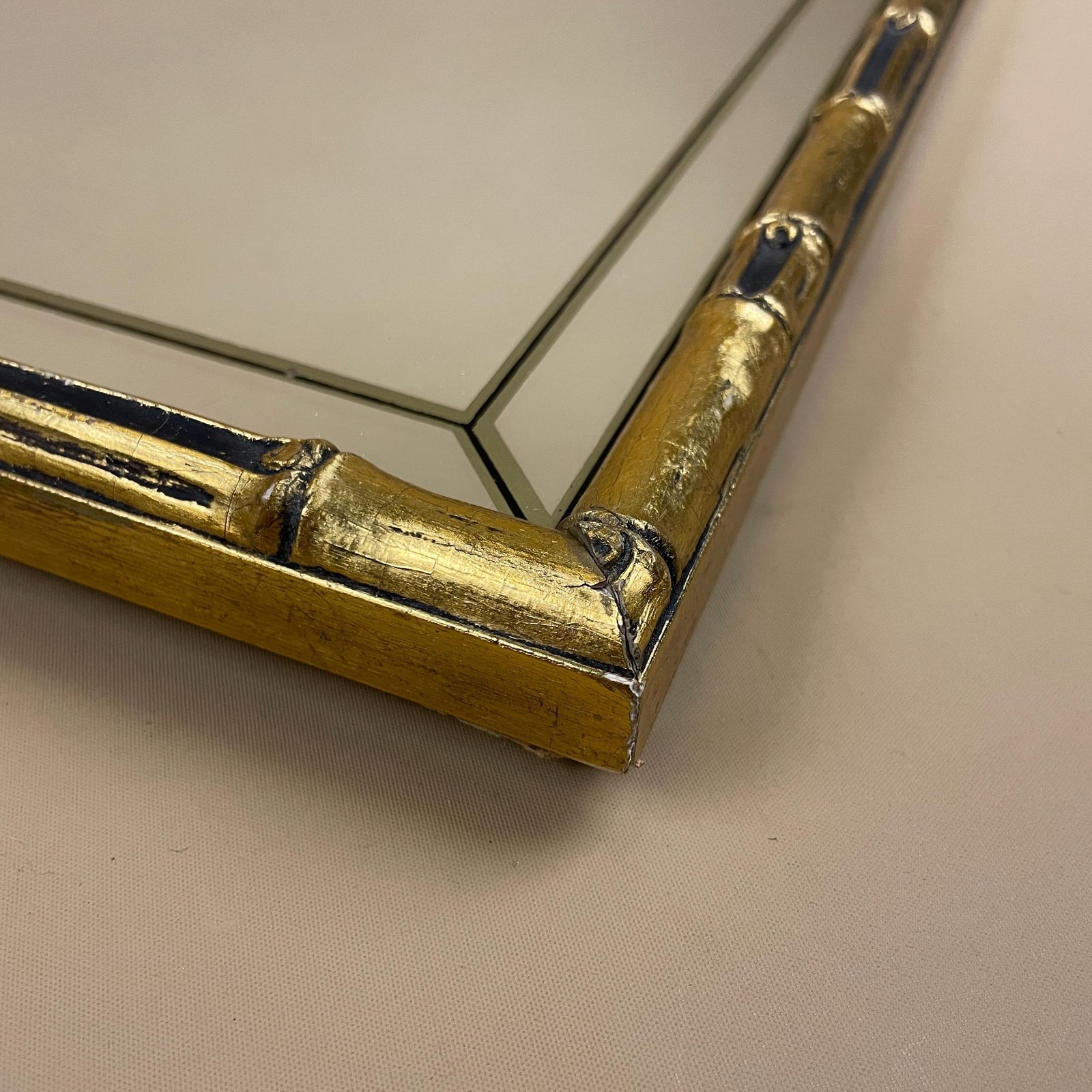 photo for sale Vintage Gold Freestanding Mirror Wooden Frame Bamboo Style Ornate Gilt Frame Dressing Table Tabletop Mirror Or Wall Hanging Mirror
