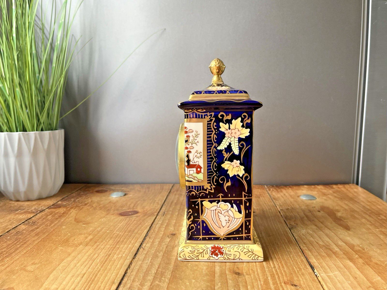 Fully Working Masons Ironstone Double Landscape Gilded Carriage Mantel Clock photo buy