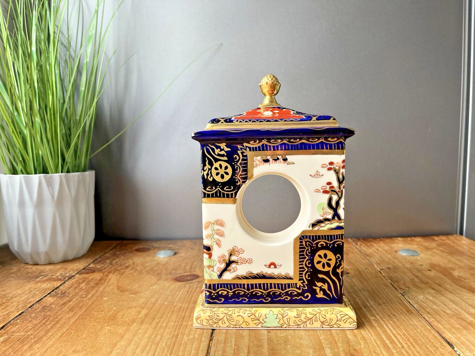 Home Decor Fully Working Masons Ironstone Double Landscape Gilded Carriage Mantel Clock photo