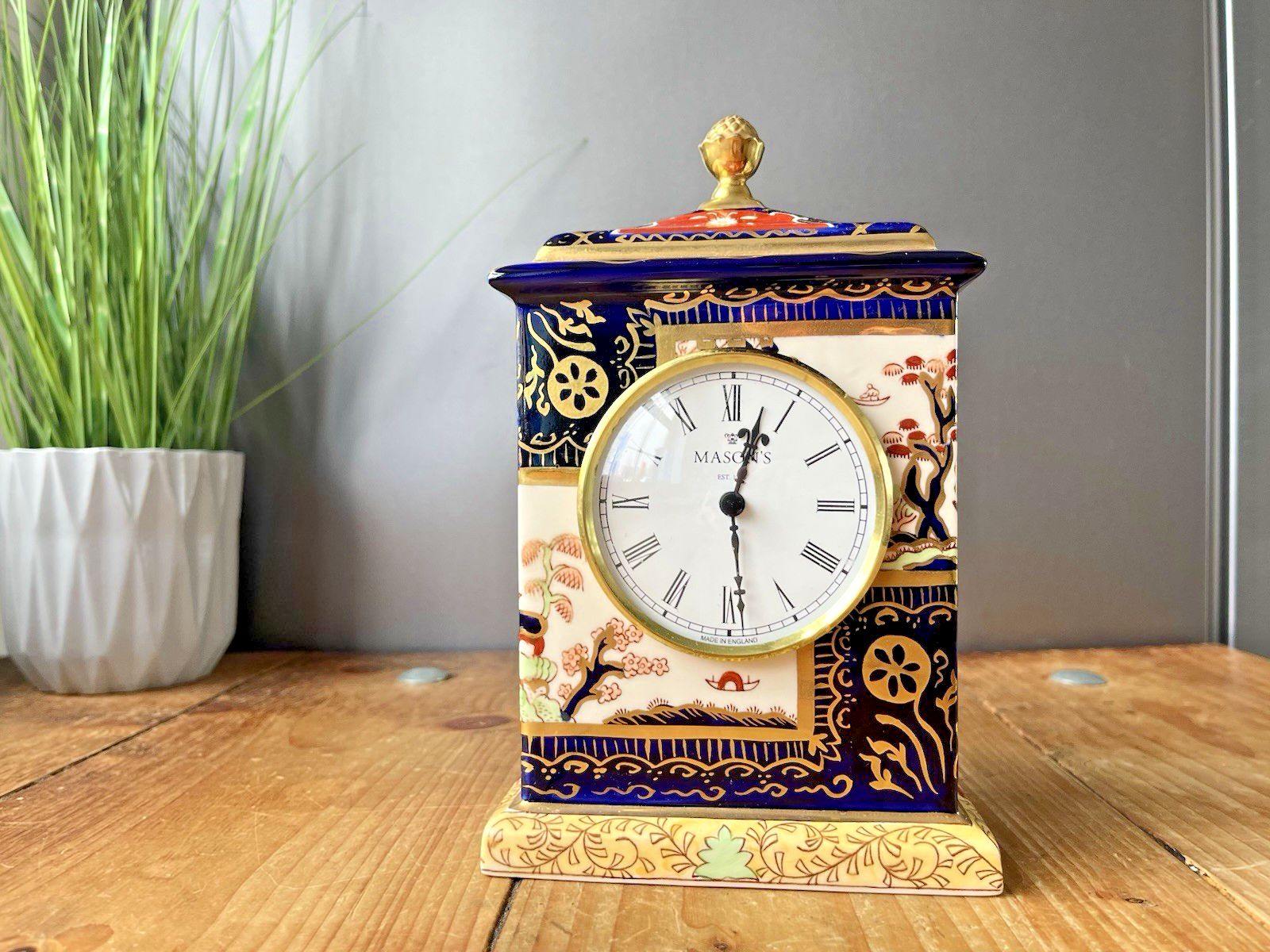 photo vinterior Fully Working Masons Ironstone Double Landscape Gilded Carriage Mantel Clock