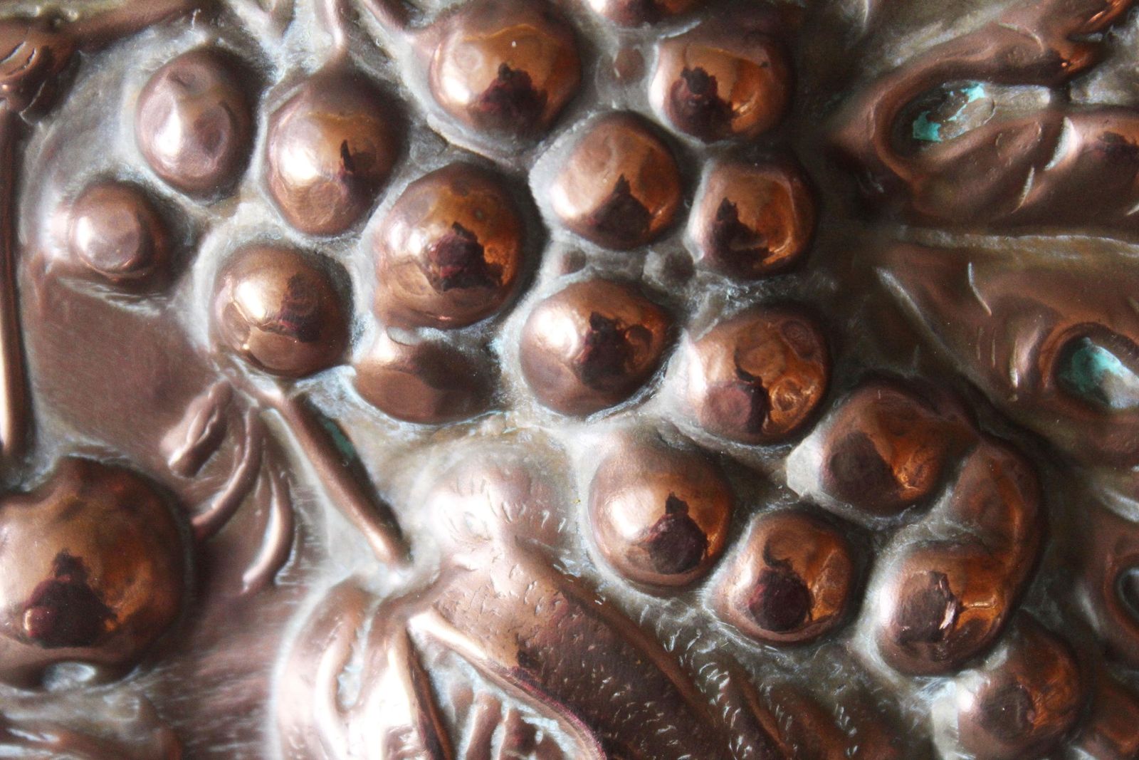 Large Antique French Copper Mold With Grapevine Embossed Motif And Cherries, Cake Pan Mold Country Kitchen Decoration Decor (20.5 Cm) photo 79.0