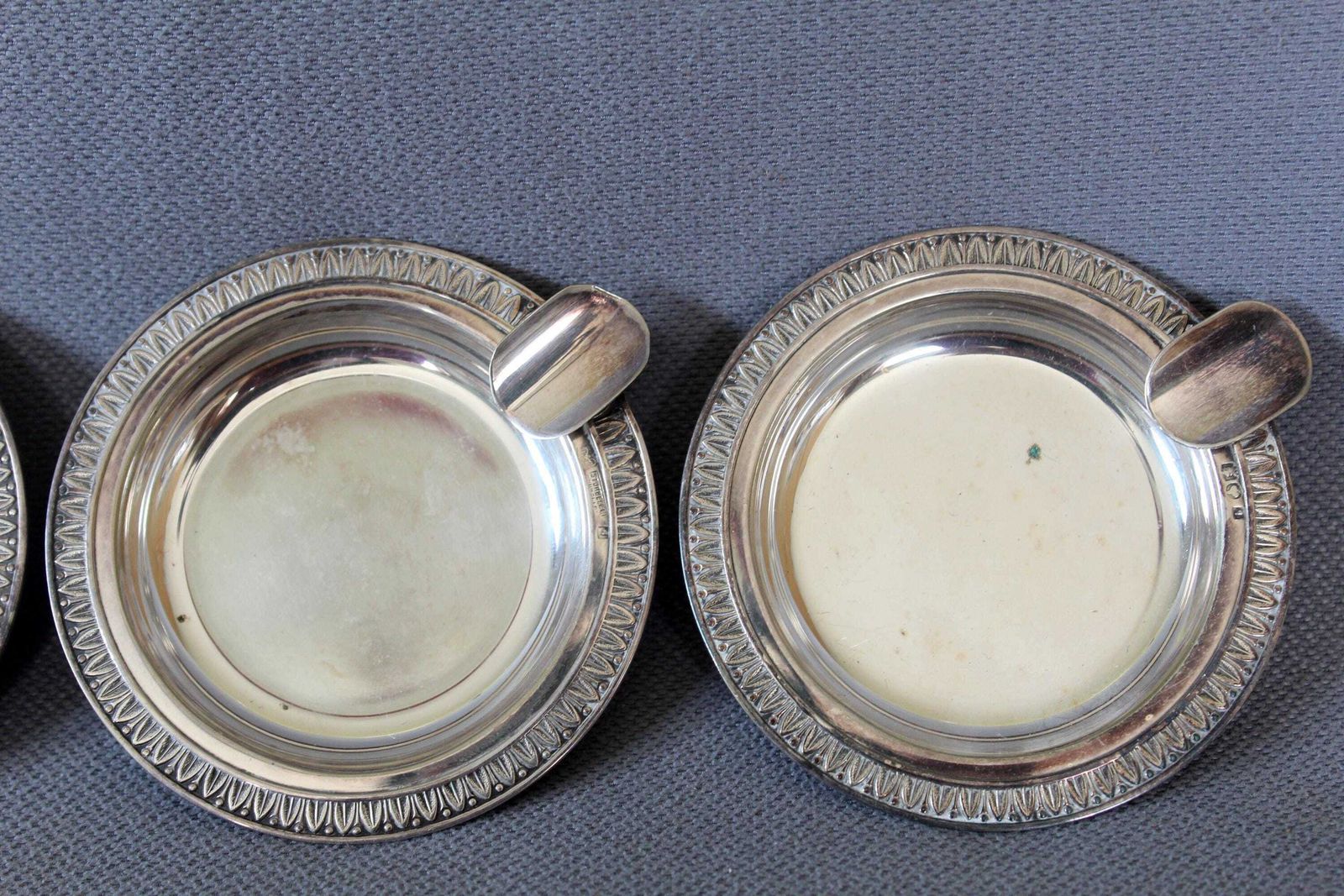 Set Of 4 Small Vintage Silver Plate Tray And Ashtray, One Sturbelle, 3 Sivar Delheid Brussels Belgium, High Quality No 1, Louis XVI Design photo Home Decor
