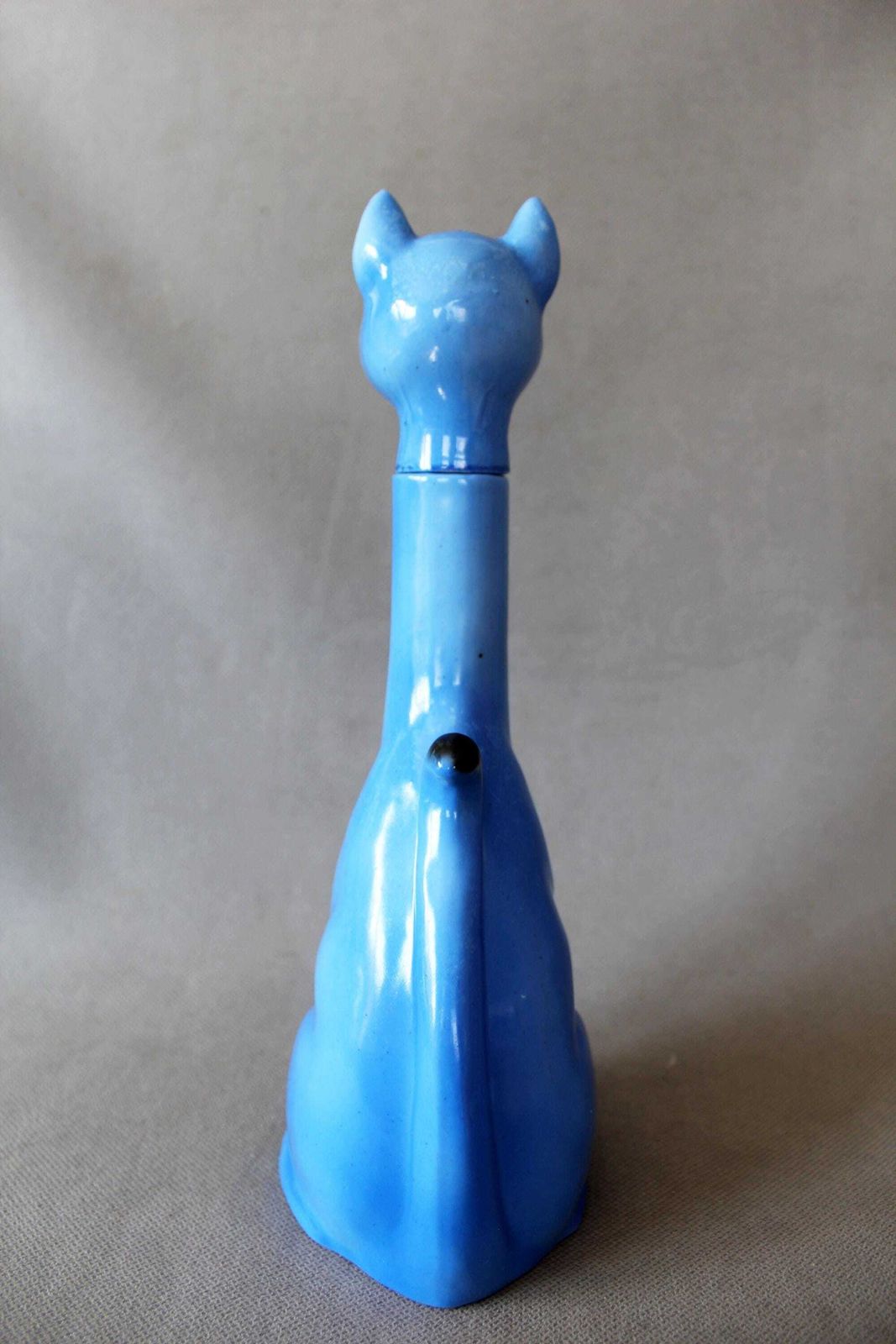 photo furniture Rare Antique Art Deco German Blue Ceramic Winking Cat Decanter, Comical, Schafer Style, Figural, Handpainted, Novelty, Germany