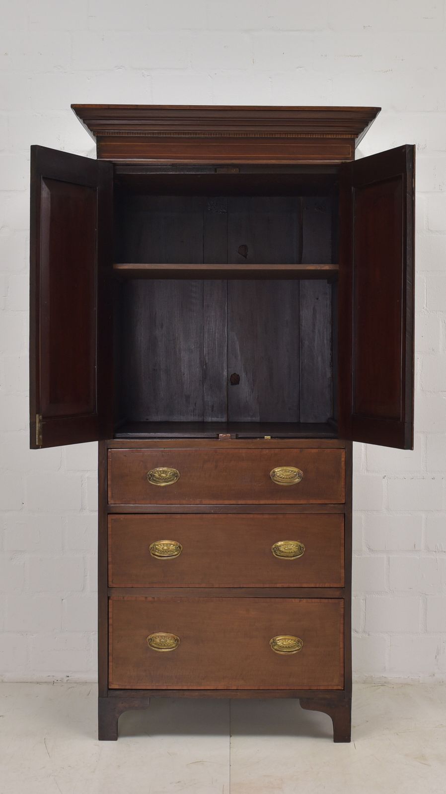 Antique! Narrow Mahogany Cabinet, Restored, England, Circa 1900. Small Vertiko. photo for sale