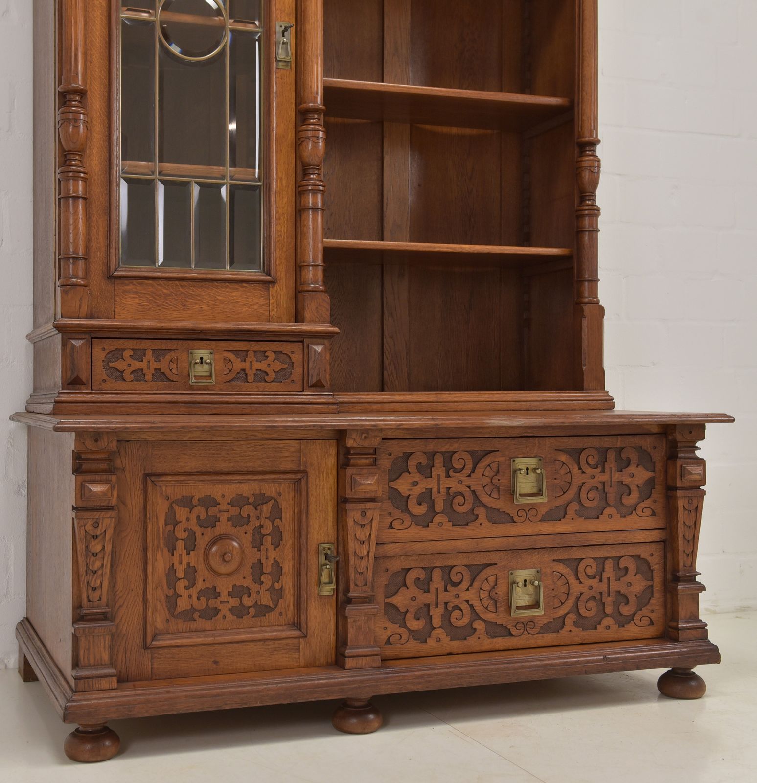 photo for sale Antique! Restored Oak Bookcase, Gründerzeit Style, Display Cabinet, Bookcase