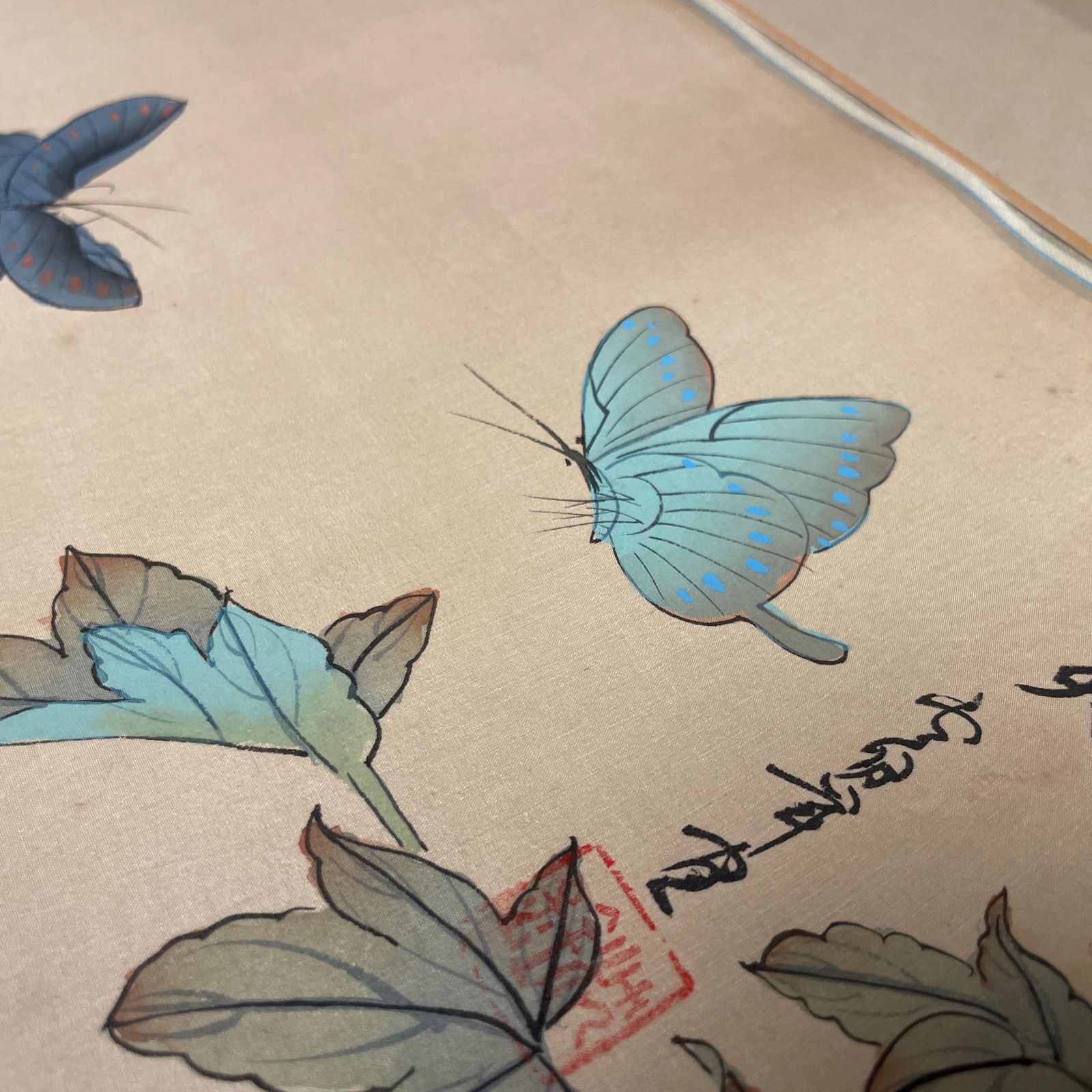 photo furniture Butterly Flower Picture Hand Painted On Silk Oriental Art Painting Unframed Botanical Artwork Chinese Asian Style