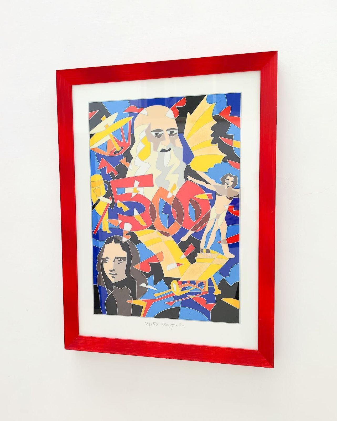 Ugo Nespolo 500 Years Of Leonardo Da Vinci Polymaterial Silkscreen Rare Multiple Painting photo furniture