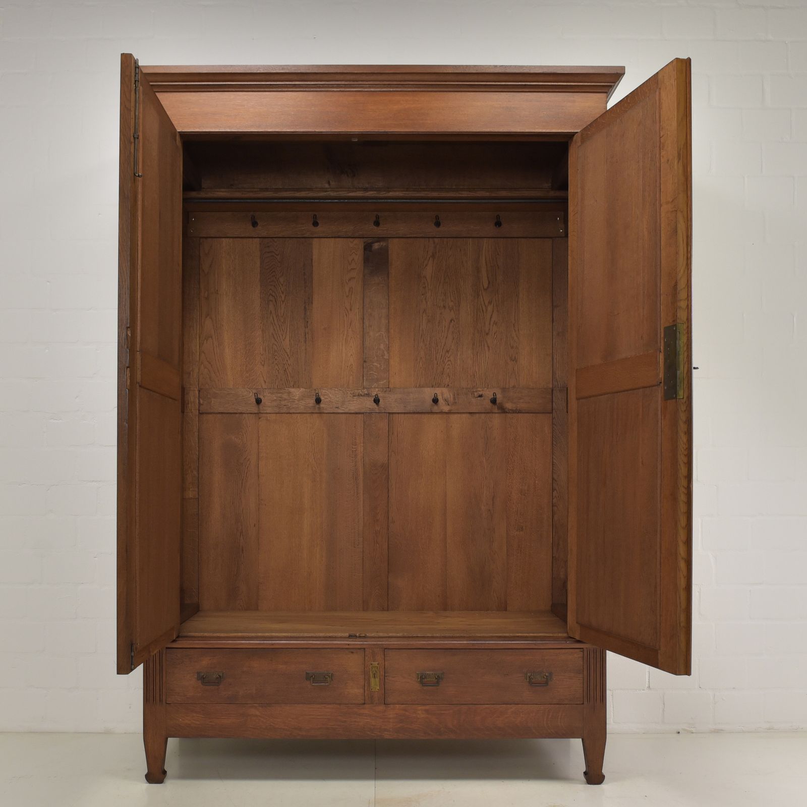 Antique! Restored Art Nouveau Hallway Wardrobe, Circa 1920, Solid Oak. photo for sale