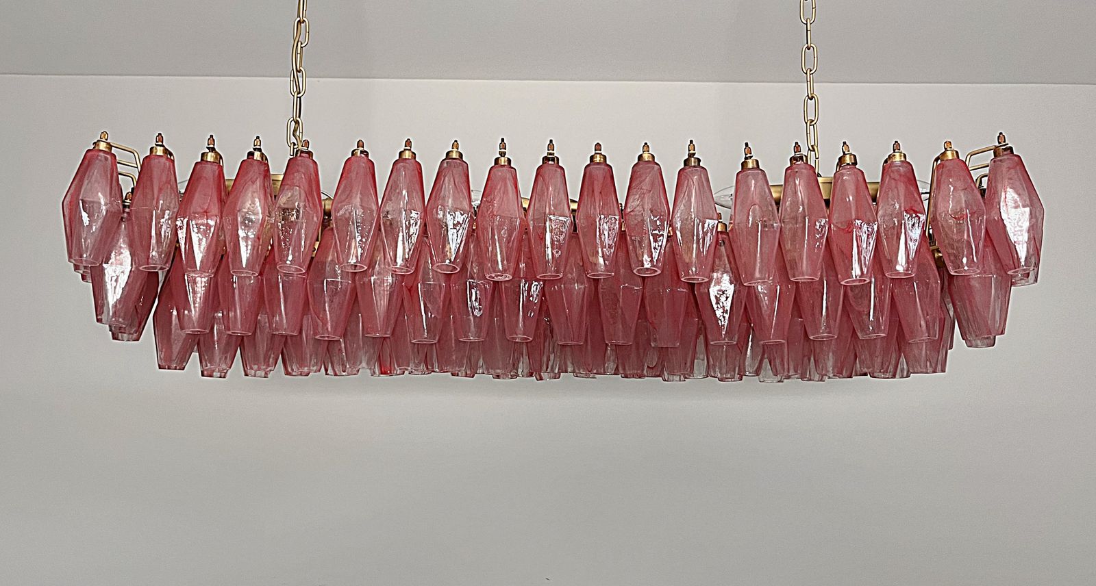 Lighting Elegant Murano Poliedri Chandelier   Carlo Scarpa   138 Pink Alabaster Glasses photo