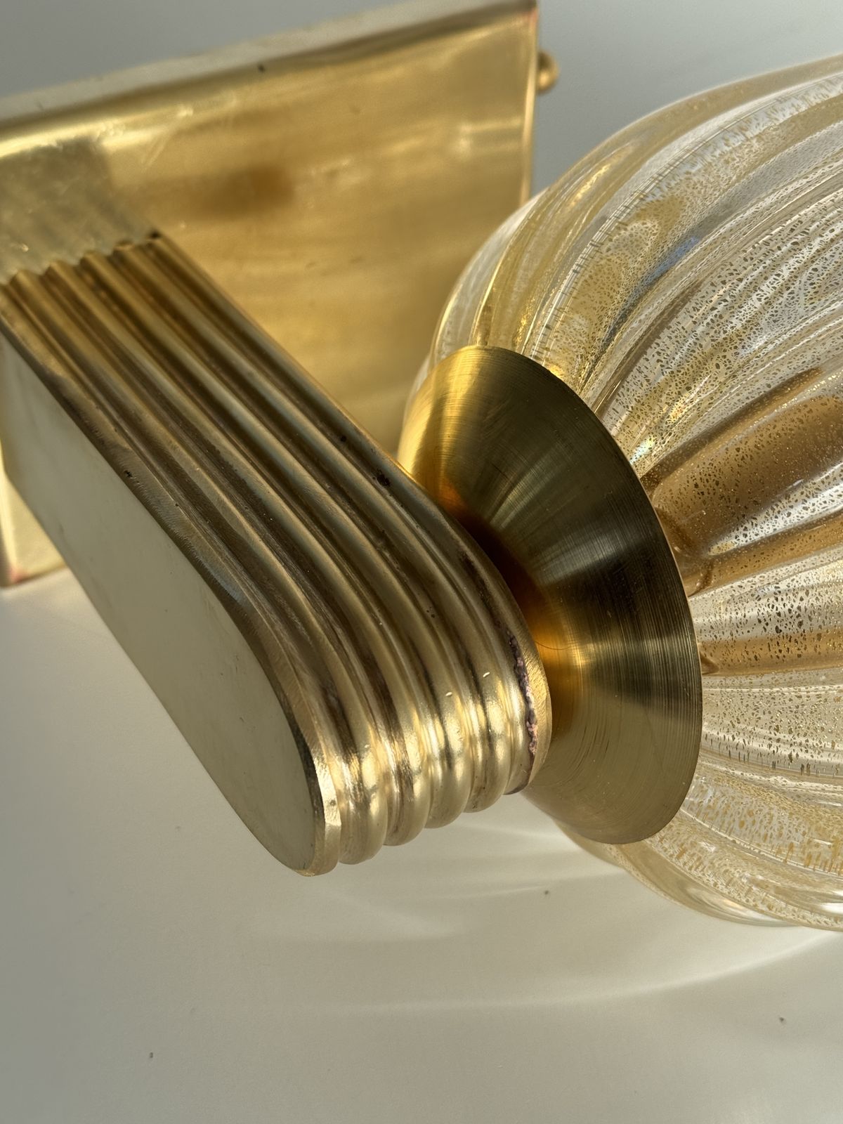 photo buy Italian Murano Crystal Glass And Brass Wall Sconces In The Art Deco Style
