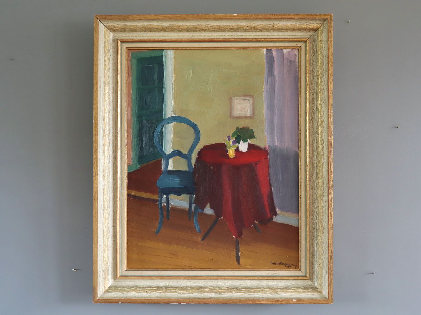 The Red Table In Oil Onto Canvas
