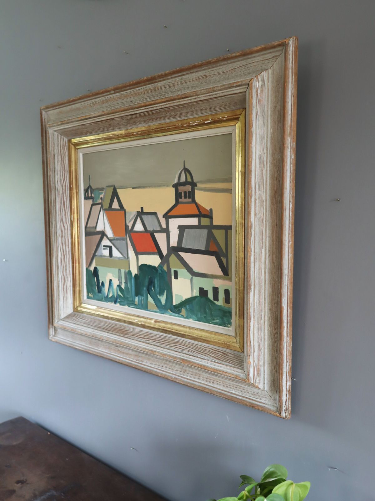 Where Houses Gather In Oil Onto Board photo Art