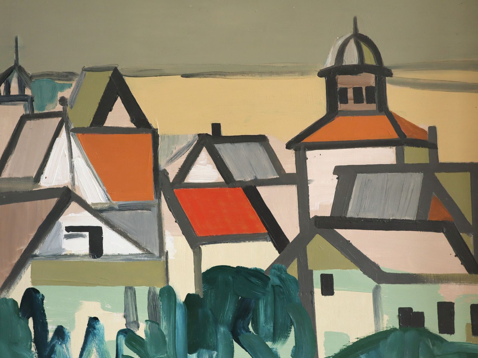 Where Houses Gather In Oil Onto Board photo buy