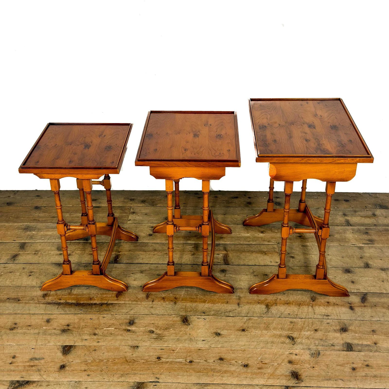 Vintage Nest Of Yew Wood Side Tables | Antique Oak Tables | Antique Side Tables | Antique Console Tables | Small Tables photo vinterior