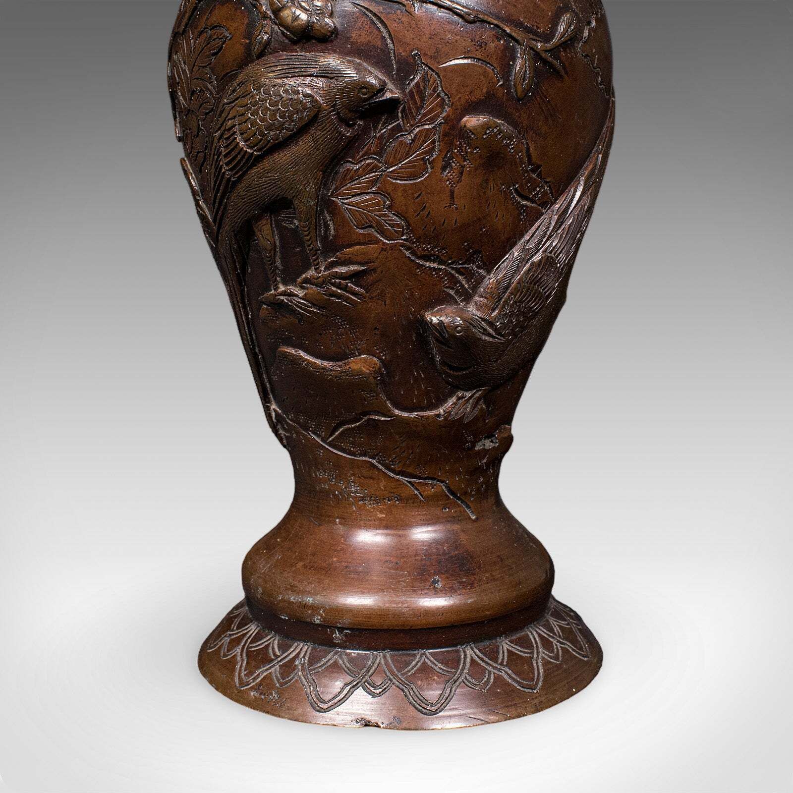 1220.0 Pair Of Antique Decorative Meiji Vases, Japanese, Bronze, Bouquet Pot, Victorian photo