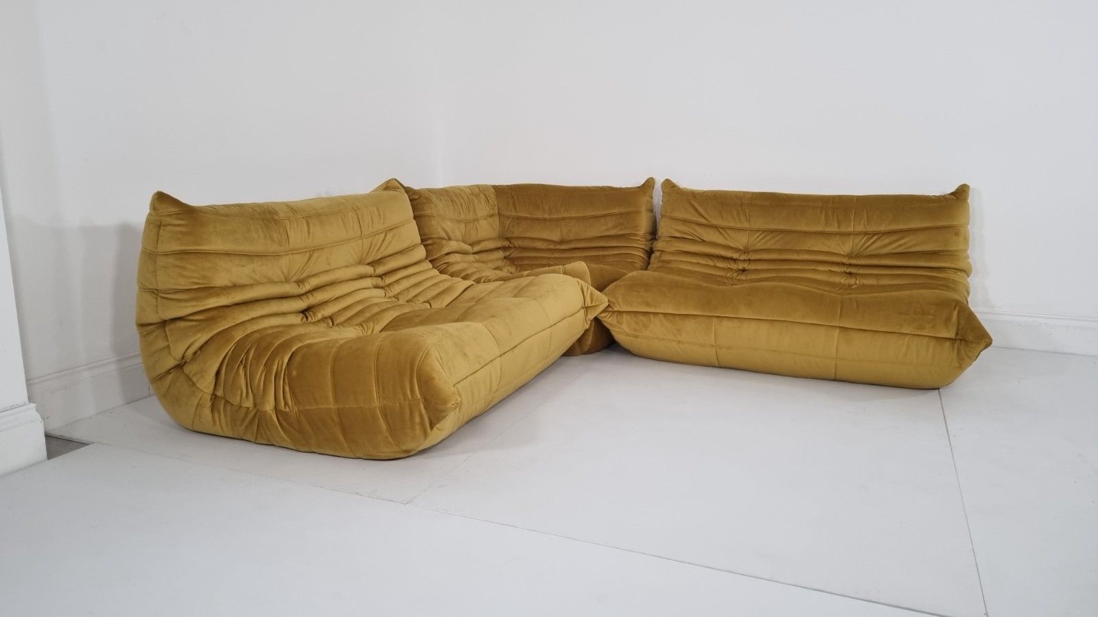 photo for sale Ligne Roset Togo 2 X 2 Seater And Corner In Bronze Gold Velvet