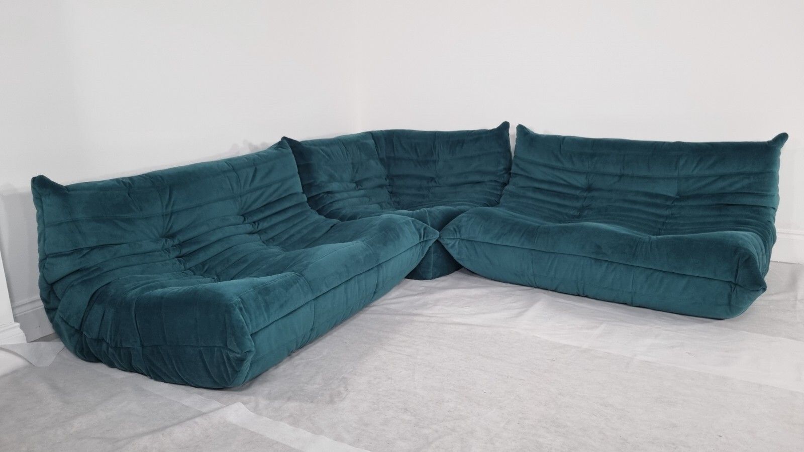 photo furniture Ligne Roset Togo Suite Of 2 X 2 Seater And Corner In Teal Velvet Sublime Conditi
