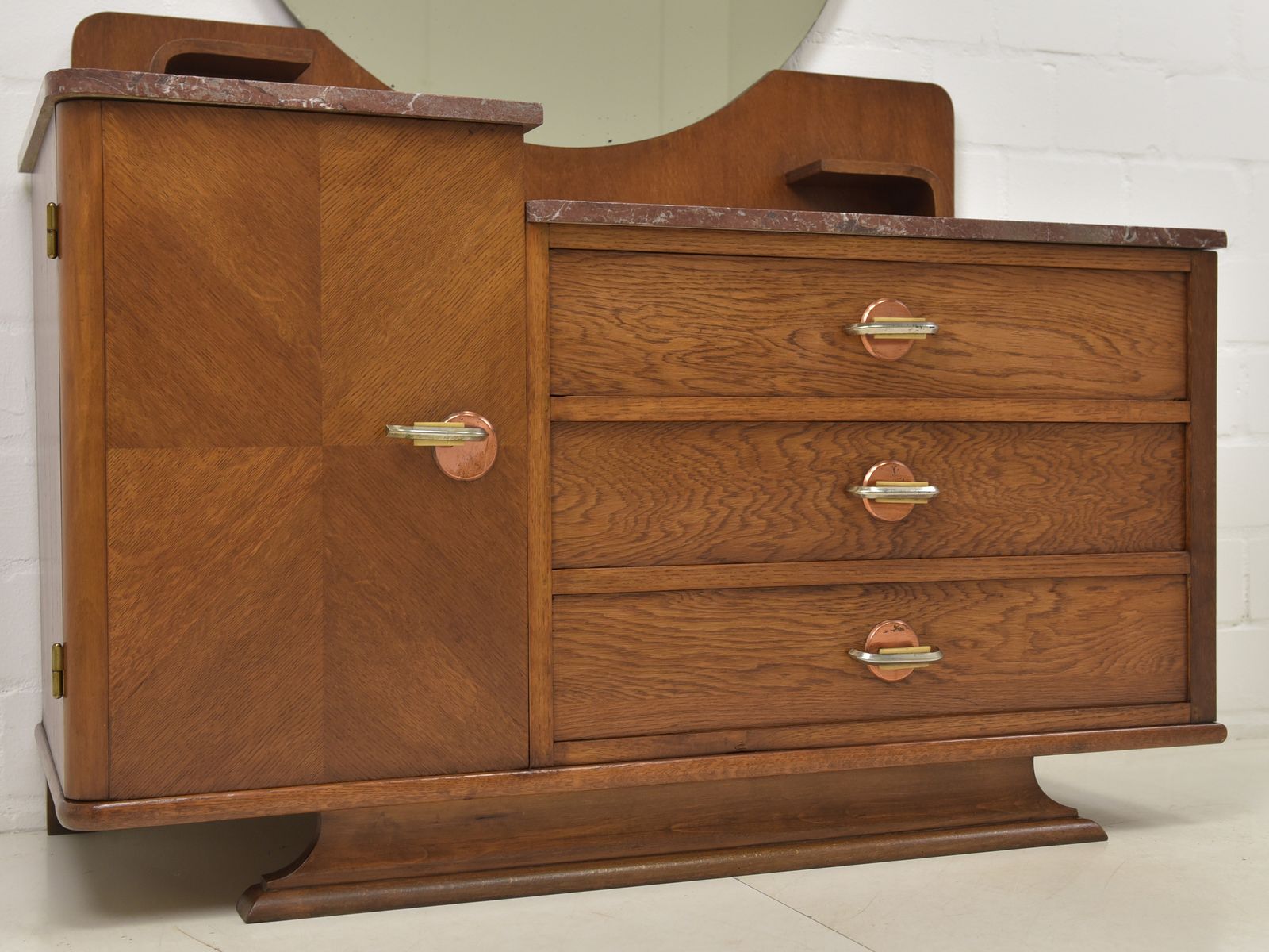 photo for sale Antique! Restored Art Deco Mirrored Chest Of Drawers, Circa 1940. Washstand/Dressing Table.