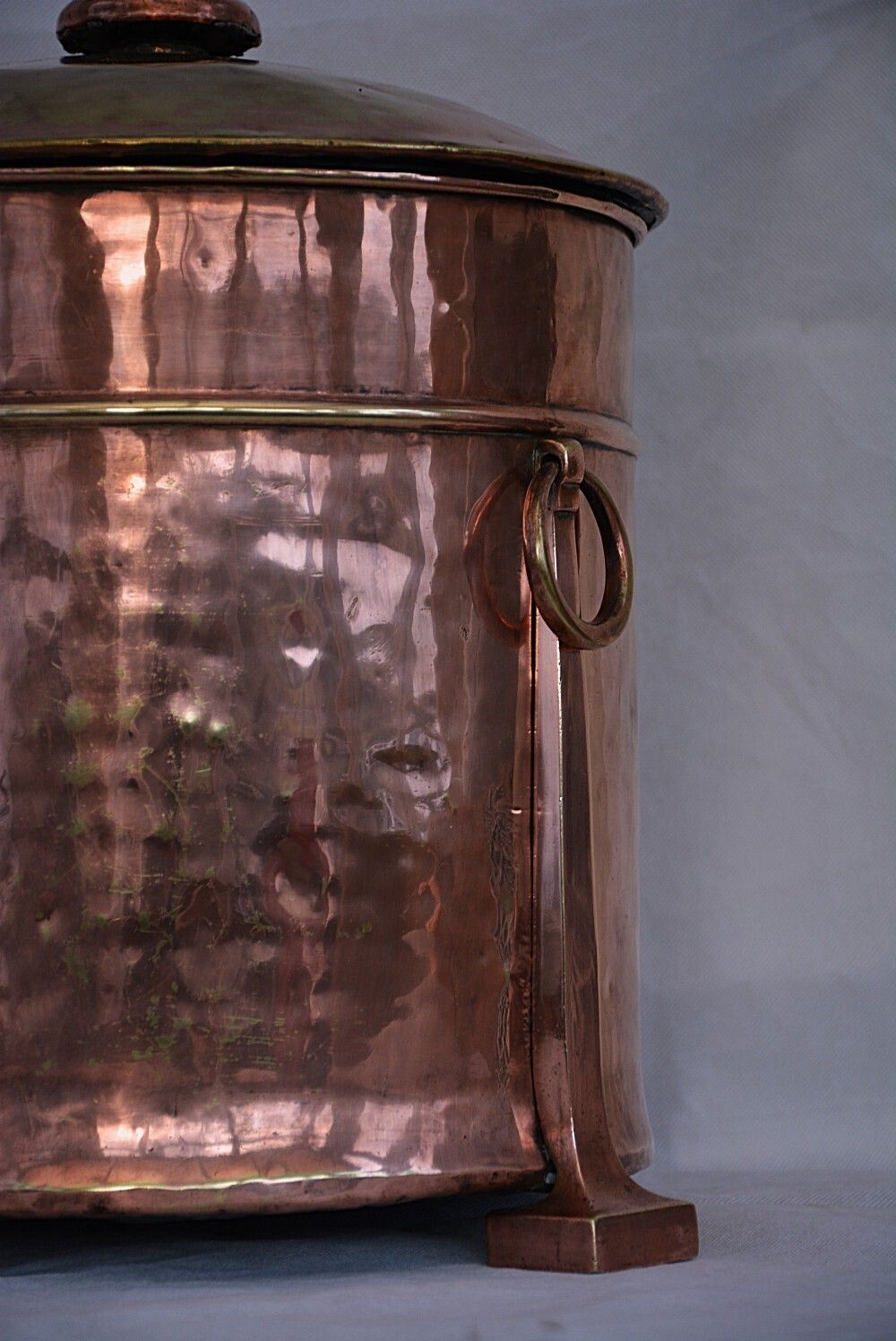 photo for sale English Arts And Crafts Copper Coal Bin Log Bucket C1900s