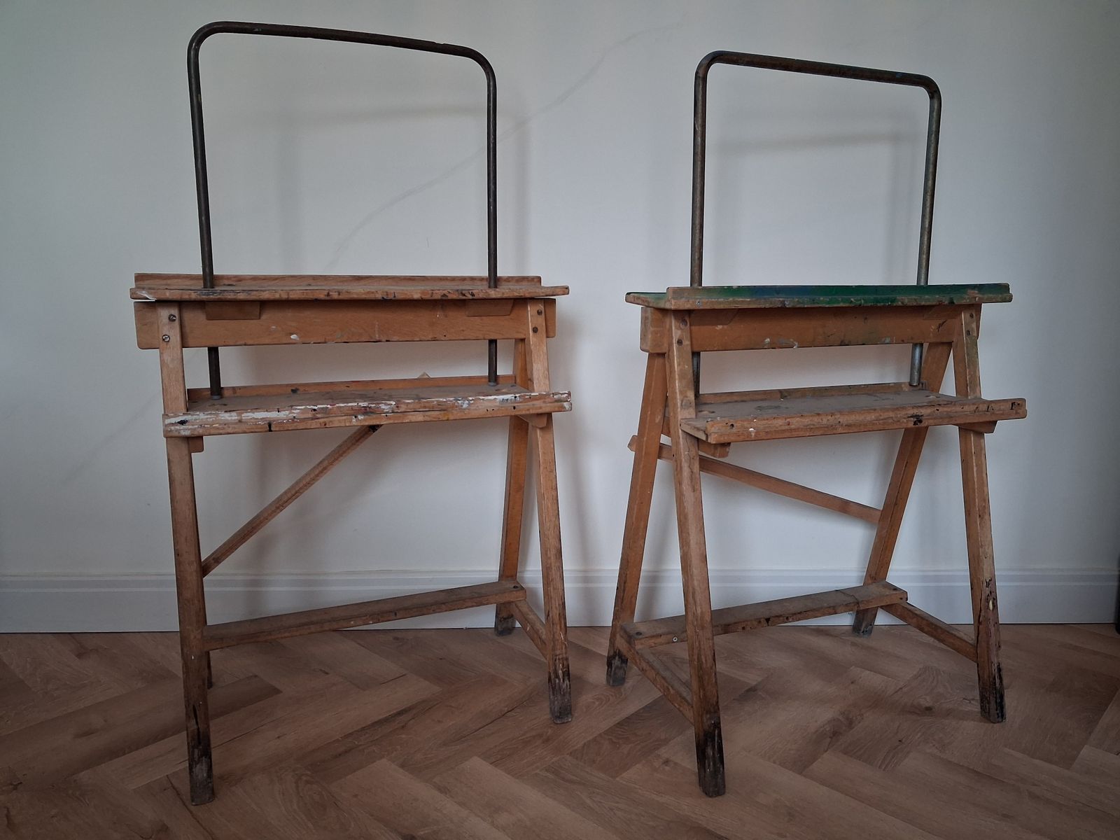 Pair Of Vintage British School Art Easels. 1960s   Wood & Tubular Steel